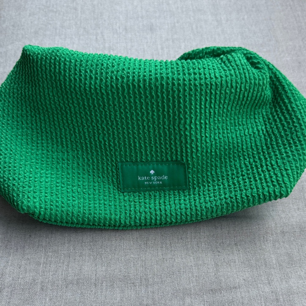 kate spade green woven cosmetic pouch